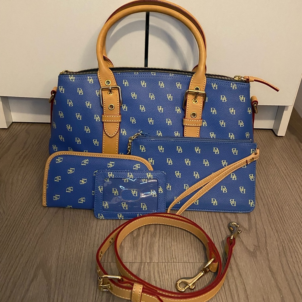 Dooney & Bourke Blue Domed Satchel Set